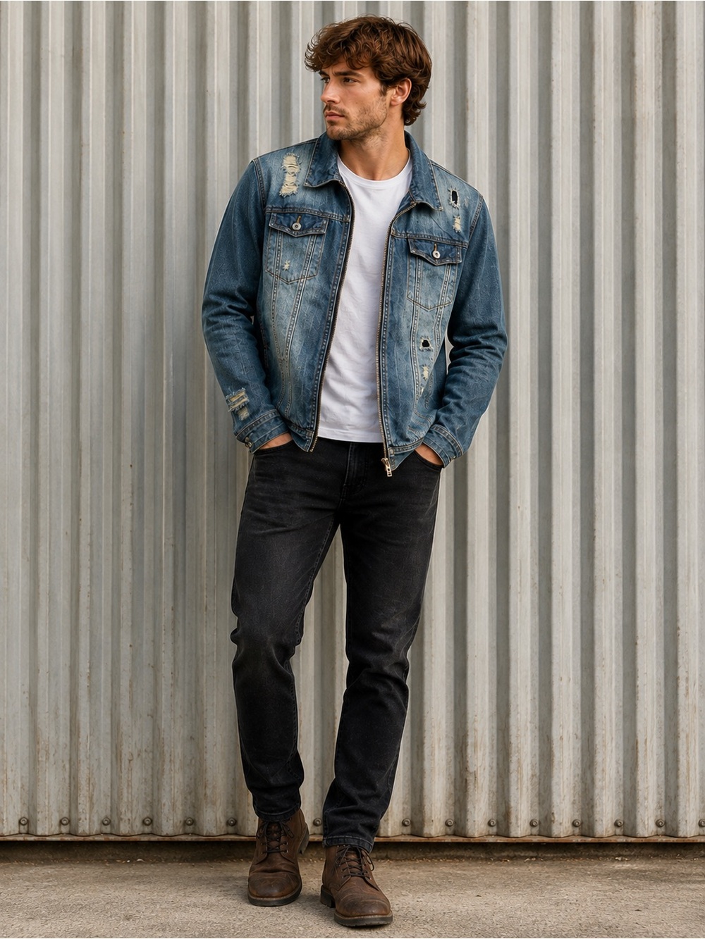 Chor Distressed Blue Denim Jacket